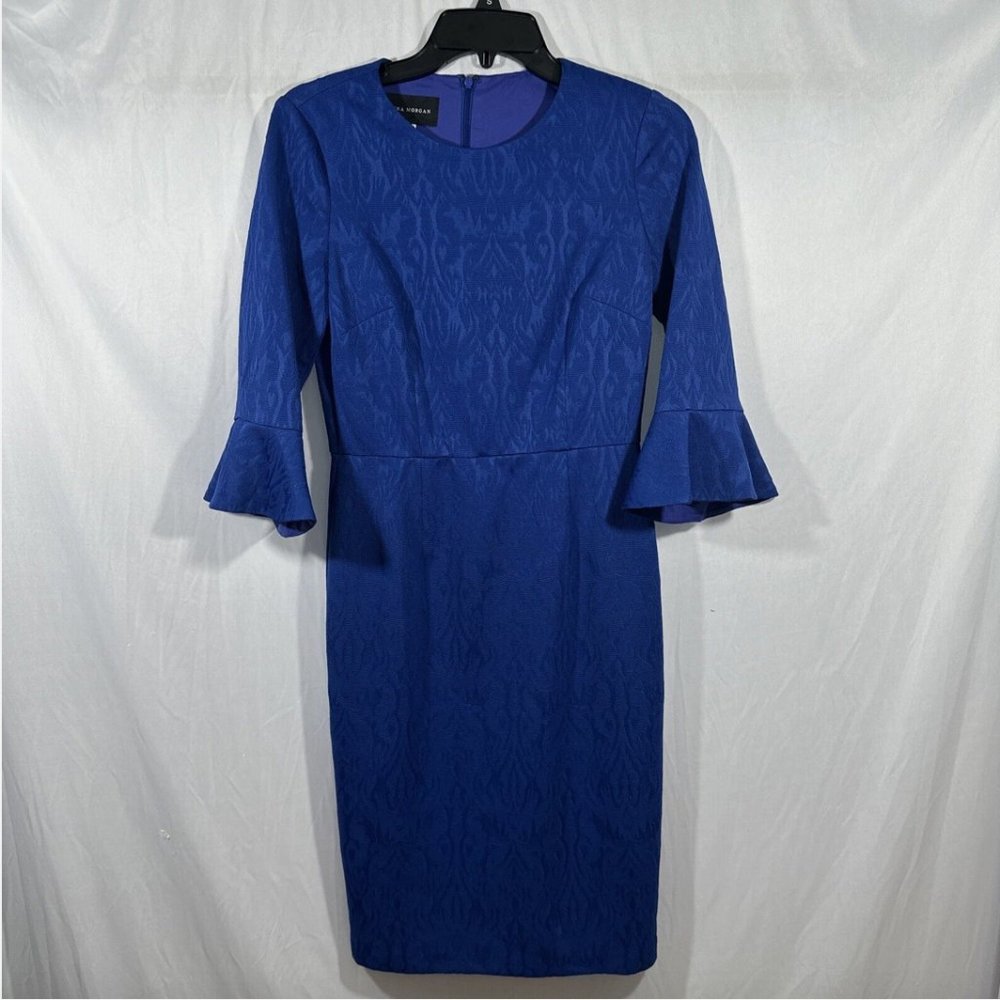 NEW Donna Morgan Dress Blue 3/4‎ Long Sleeve Dress [ SZ US 4 ] #Q443